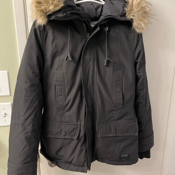 TNA Black Women's Larsen Parka with Fur Hood - Picture 1 of 4